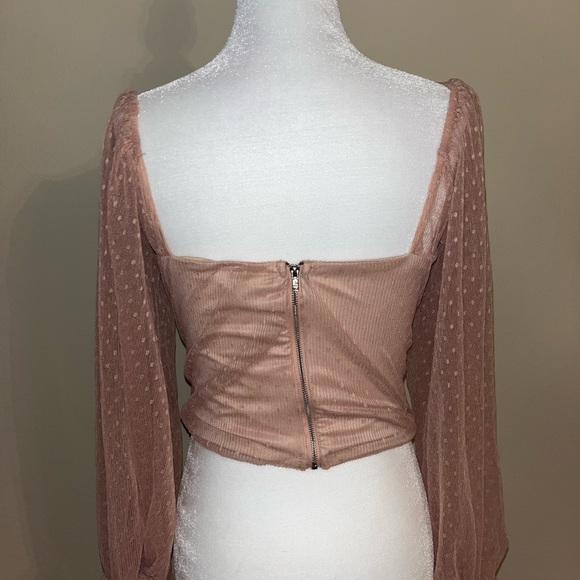 Akira Off the Shoulder Blush Polka Dot Crop Top S - Picture 5 of 13